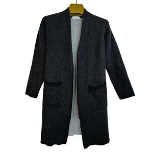 BABATON Aritzia Womens Premium Black Knit Cardigan Mid Length Coat Open Front XS